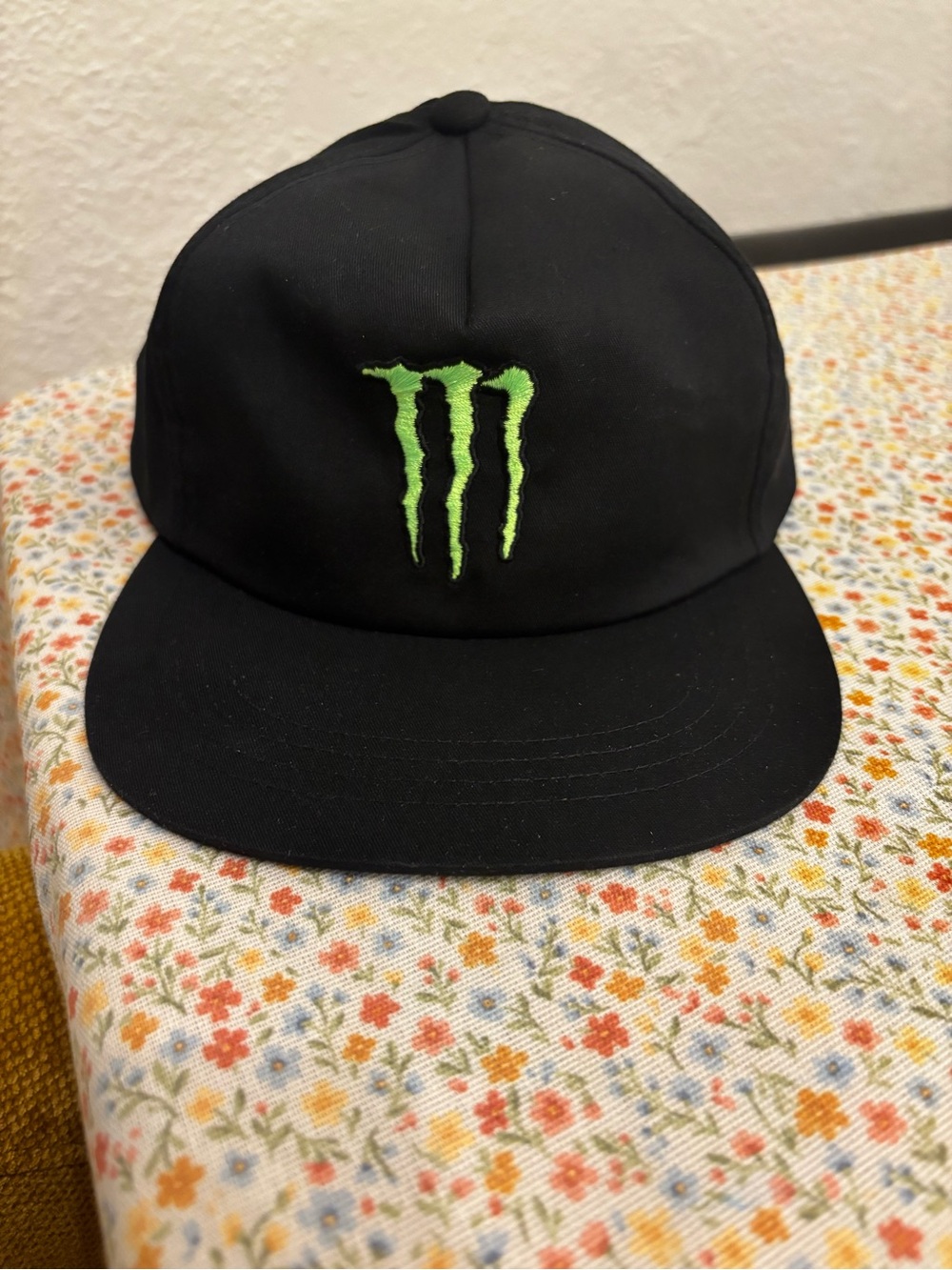 Monster Energy Black Snapback Hat with Green Logo. New!